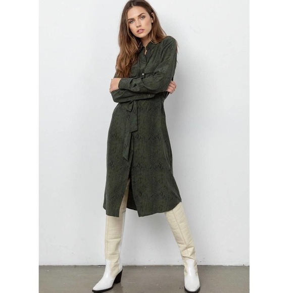 Rails Alix Python-Print Silk Tie-Waist Dress Size XXS - Picture 4 of 10